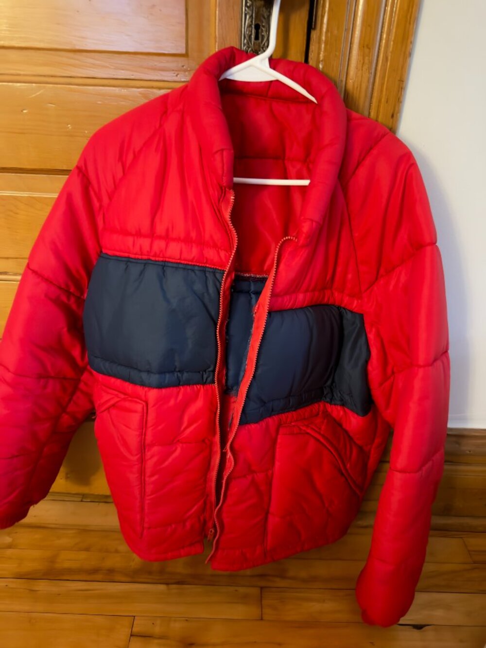 Thrifted Red/Blue Puffer Jacket (M)
